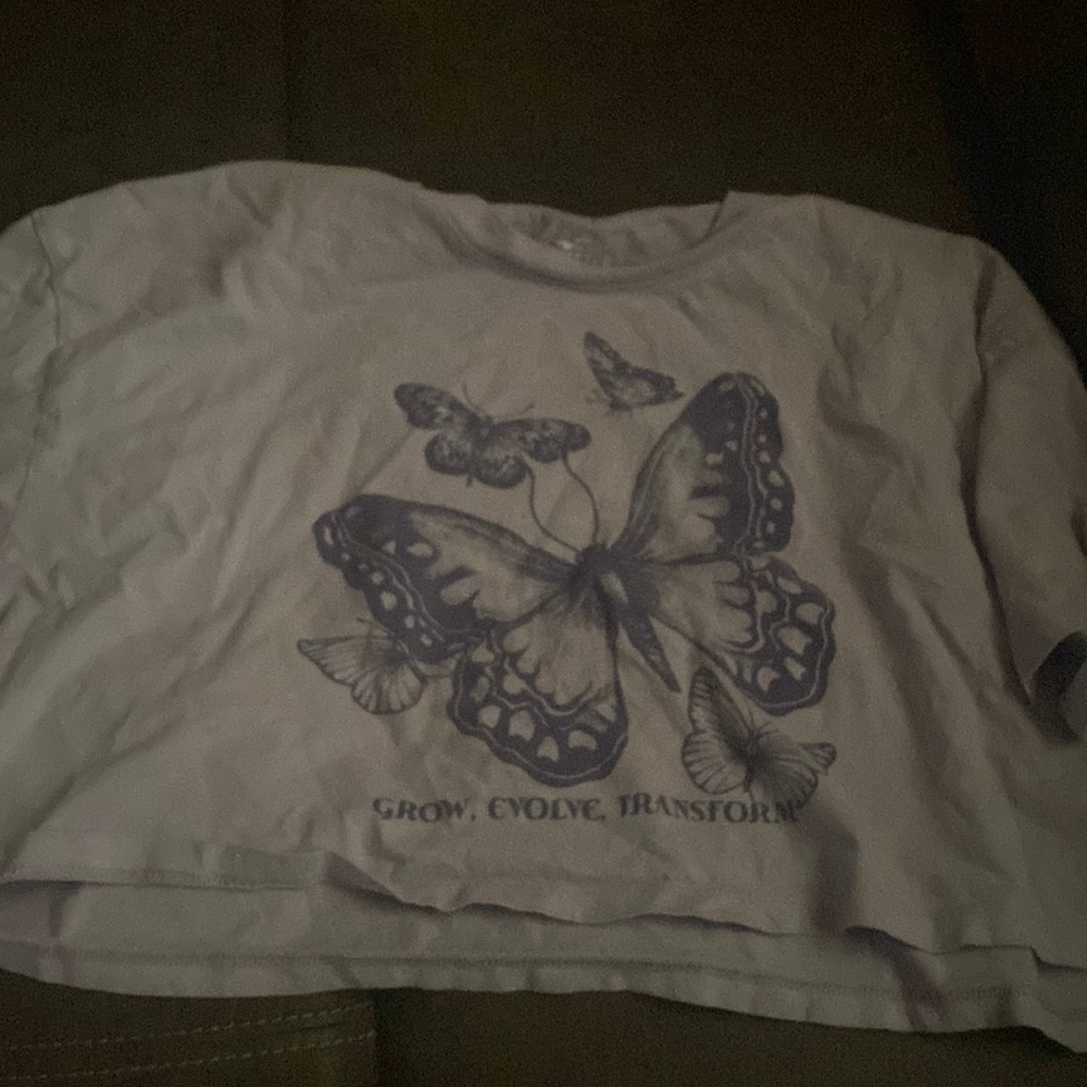 A small hollister purple crop top with butterflies
